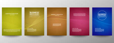 Cover geometric minimal. Set. Vector abstract line pattern for poster design. Set of templates for business brochures. Cool gradients. Graphic pattern for annual album backdropのイラスト素材