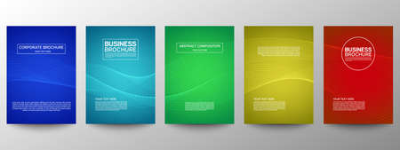 Cover geometric minimal. Set. Vector abstract line pattern for poster design. Set of templates for business brochures. Cool gradients. Graphic pattern for annual album backdropのイラスト素材