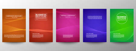 Cover geometric minimal. Set. Vector abstract line pattern for poster design. Set of templates for business brochures. Cool gradients. Graphic pattern for annual album backdropのイラスト素材