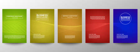 Cover geometric minimal. Set. Vector abstract line pattern for poster design. Set of templates for business brochures. Cool gradients. Graphic pattern for annual album backdropのイラスト素材