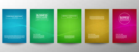 Cover geometric minimal. Set. Vector abstract line pattern for poster design. Set of templates for business brochures. Cool gradients. Graphic pattern for annual album backdropのイラスト素材