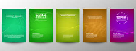 Cover geometric minimal. Set. Vector abstract line pattern for poster design. Set of templates for business brochures. Cool gradients. Graphic pattern for annual album backdropのイラスト素材