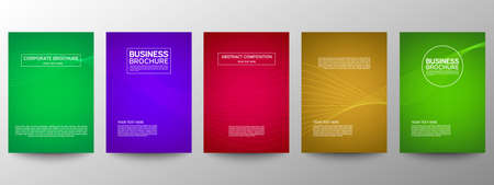 Cover geometric minimal. Set. Vector abstract line pattern for poster design. Set of templates for business brochures. Cool gradients. Graphic pattern for annual album backdropのイラスト素材