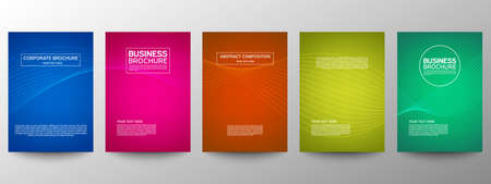 Cover geometric minimal. Set. Vector abstract line pattern for poster design. Set of templates for business brochures. Cool gradients. Graphic pattern for annual album backdropのイラスト素材