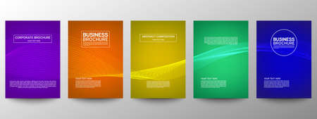 Cover geometric minimal. Set. Vector abstract line pattern for poster design. Set of templates for business brochures. Cool gradients. Graphic pattern for annual album backdropのイラスト素材