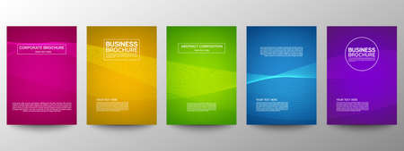 Cover geometric minimal. Set. Vector abstract line pattern for poster design. Set of templates for business brochures. Cool gradients. Graphic pattern for annual album backdropのイラスト素材