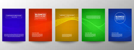 Cover geometric minimal. Set. Vector abstract line pattern for poster design. Set of templates for business brochures. Cool gradients. Graphic pattern for annual album backdropのイラスト素材