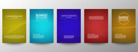 Cover geometric minimal. Set. Vector abstract line pattern for poster design. Set of templates for business brochures. Cool gradients. Graphic pattern for annual album backdropのイラスト素材