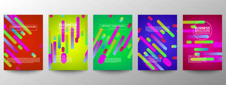 Cover geometric minimal. Set. Vector abstract line pattern for poster design. Set of templates for business brochures. Cool gradients. Graphic pattern for annual album backdropのイラスト素材