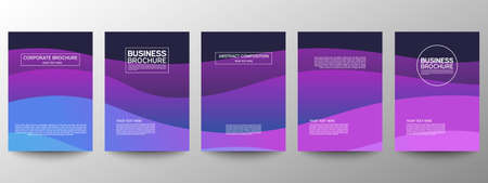 Cover geometric minimal. Set. Vector abstract line pattern for poster design. Set of templates for business brochures. Cool gradients. Graphic pattern for annual album backdropのイラスト素材