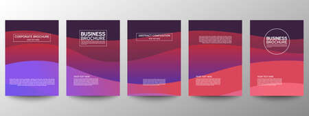 Cover geometric minimal. Set. Vector abstract line pattern for poster design. Set of templates for business brochures. Cool gradients. Graphic pattern for annual album backdropのイラスト素材