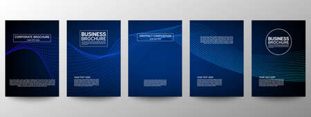 Cover geometric minimal. Set. Vector abstract line pattern for poster design. Set of templates for business brochures. Cool gradients. Graphic pattern for annual album backdropのイラスト素材