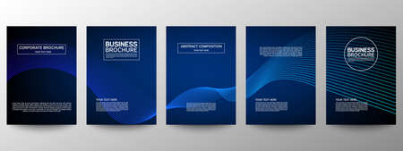 Cover geometric minimal. Set. Vector abstract line pattern for poster design. Set of templates for business brochures. Cool gradients. Graphic pattern for annual album backdropのイラスト素材