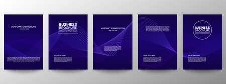 Cover geometric minimal. Set. Vector abstract line pattern for poster design. Set of templates for business brochures. Cool gradients. Graphic pattern for annual album backdropのイラスト素材