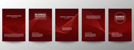 Cover geometric minimal. Set. Vector abstract line pattern for poster design. Set of templates for business brochures. Cool gradients. Graphic pattern for annual album backdropのイラスト素材