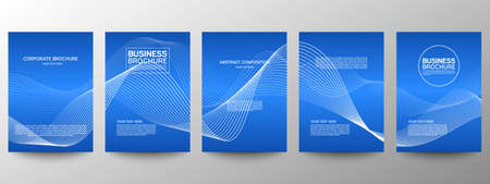 Cover geometric minimal. Set. Vector abstract line pattern for poster design. Set of templates for business brochures. Cool gradients. Graphic pattern for annual album backdropのイラスト素材