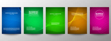 Cover geometric minimal. Set. Vector abstract line pattern for poster design. Set of templates for business brochures. Cool gradients. Graphic pattern for annual album backdropのイラスト素材