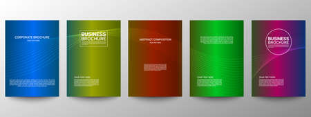 Cover geometric minimal. Set. Vector abstract line pattern for poster design. Set of templates for business brochures. Cool gradients. Graphic pattern for annual album backdropのイラスト素材