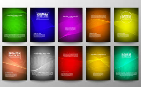 Cover geometric minimal. Set. Vector abstract line pattern for poster design. Set of templates for business brochures. Cool gradients. Graphic pattern for annual album backdropのイラスト素材