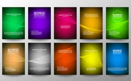 Cover geometric minimal. Set. Vector abstract line pattern for poster design. Set of templates for business brochures. Cool gradients. Graphic pattern for annual album backdropのイラスト素材