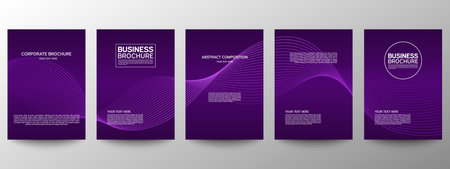 Cover geometric minimal. Set. Vector abstract line pattern for poster design. Set of templates for business brochures. Cool gradients. Graphic pattern for annual album backdropのイラスト素材