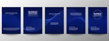 Cover geometric minimal. Set. Vector abstract line pattern for poster design. Set of templates for business brochures. Cool gradients. Graphic pattern for annual album backdropのイラスト素材