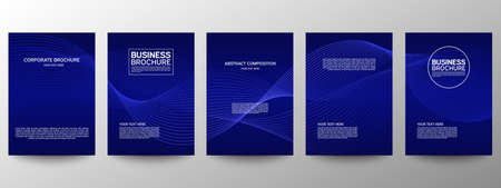 Cover geometric minimal. Set. Vector abstract line pattern for poster design. Set of templates for business brochures. Cool gradients. Graphic pattern for annual album backdropのイラスト素材