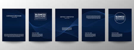 Cover geometric minimal. Set. Vector abstract line pattern for poster design. Set of templates for business brochures. Cool gradients. Graphic pattern for annual album backdropのイラスト素材