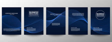 Cover geometric minimal. Set. Vector abstract line pattern for poster design. Set of templates for business brochures. Cool gradients. Graphic pattern for annual album backdropのイラスト素材