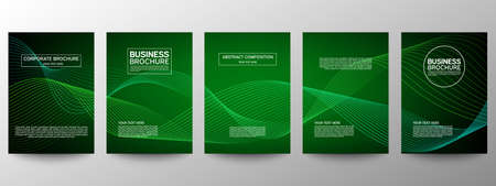 Cover geometric minimal. Set. Vector abstract line pattern for poster design. Set of templates for business brochures. Cool gradients. Graphic pattern for annual album backdropのイラスト素材