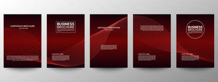 Cover geometric minimal. Set. Vector abstract line pattern for poster design. Set of templates for business brochures. Cool gradients. Graphic pattern for annual album backdropのイラスト素材