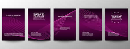 Cover geometric minimal. Set. Vector abstract line pattern for poster design. Set of templates for business brochures. Cool gradients. Graphic pattern for annual album backdropのイラスト素材