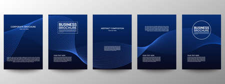 Cover geometric minimal. Set. Vector abstract line pattern for poster design. Set of templates for business brochures. Cool gradients. Graphic pattern for annual album backdropのイラスト素材