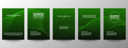 Cover geometric minimal. Set. Vector abstract line pattern for poster design. Set of templates for business brochures. Cool gradients. Graphic pattern for annual album backdropのイラスト素材