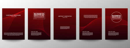 Cover geometric minimal. Set. Vector abstract line pattern for poster design. Set of templates for business brochures. Cool gradients. Graphic pattern for annual album backdropのイラスト素材