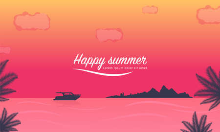 Summer holidays tropical background. Scene landscape and wanderlustのイラスト素材