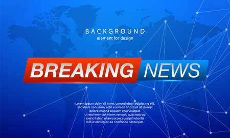 Breaking News on World Map Background. Planet News Background Business Technology. Vector illustration template for your designの写真素材