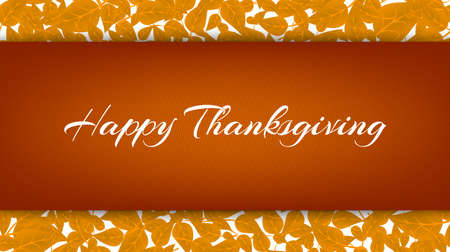 Happy Thanksgiving Day. Typography poster and greeting cards. Celebration text with leaves. Inscription, lettering, template, banner. Vector illustrationのイラスト素材