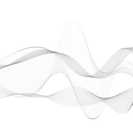 Abstract wave element for design. Digital frequency track equalizer. Stylized line art background. vector illustration. Wave with lines created using blend tool. Curved wavy line, smooth stripeのイラスト素材