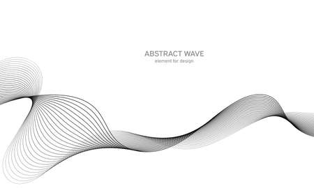 Abstract wave element for design. Digital frequency track equalizer. Stylized line art background. vector illustration. Wave with lines created using blend tool. Curved wavy line, smooth stripeのイラスト素材