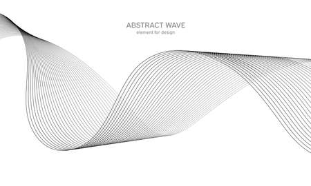 Abstract wave element for design. Digital frequency track equalizer. Stylized line art background. vector illustration. Wave with lines created using blend tool. Curved wavy line, smooth stripeのイラスト素材