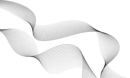 Abstract wave element for design. Digital frequency track equalizer. Stylized line art background. vector illustration. Wave with lines created using blend tool. Curved wavy line, smooth stripeのイラスト素材
