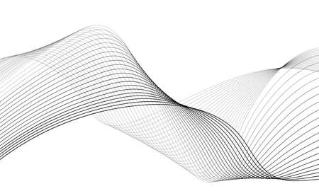 Abstract wave element for design. Digital frequency track equalizer. Stylized line art background. vector illustration. Wave with lines created using blend tool. Curved wavy line, smooth stripeのイラスト素材