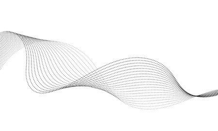 Abstract wave element for design. Digital frequency track equalizer. Stylized line art background. vector illustration. Wave with lines created using blend tool. Curved wavy line, smooth stripeのイラスト素材