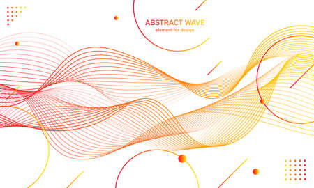 Abstract colorful wave element for design. Digital frequency track equalizer. Stylized line art background.Vector illustration.Wave with dots created using blend tool.のイラスト素材