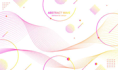Abstract colorful wave element for design. Digital frequency track equalizer. Stylized line art background.Vector illustration.Wave with dots created using blend tool.のイラスト素材