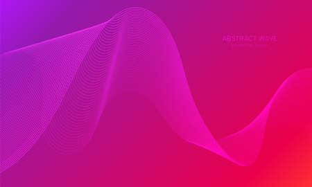 Abstract wave element for design. Digital frequency track equalizer. Stylized line art background. Colorful shiny wave with lines created using blend tool. Curved wavy line, smooth stripe Vector.のイラスト素材