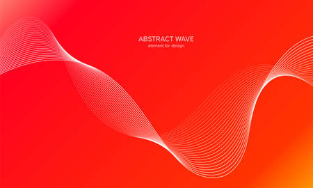 Abstract wave element for design. Digital frequency track equalizer. Stylized line art background. Colorful shiny wave with lines created using blend tool. Curved wavy line, smooth stripe Vector.のイラスト素材