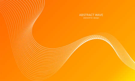 Abstract wave element for design. Digital frequency track equalizer. Stylized line art background. Colorful shiny wave with lines created using blend tool. Curved wavy line, smooth stripe Vector.のイラスト素材