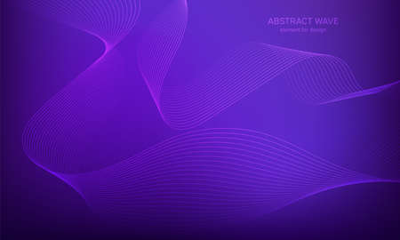 Abstract wave element for design. Digital frequency track equalizer. Stylized line art background. Colorful shiny wave with lines created using blend tool. Curved wavy line, smooth stripe Vector.のイラスト素材